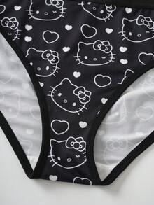 HELLO KITTY AND FRIENDS | SHEIN 女士卡通印花吊带文胸套装 - 黑色 - 查看 8
