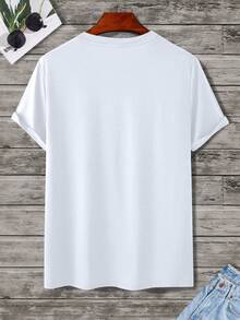 Manfinity Homme Men's Coconut Tree Print Round Neck Short Sleeve T-Shirt, Commuting & Casual Wear - White - View 2
