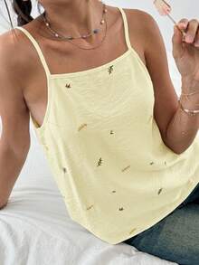 EMERY ROSE 2026 Plus Size Women Casual Embroidered Camisole - Yellow - View 4