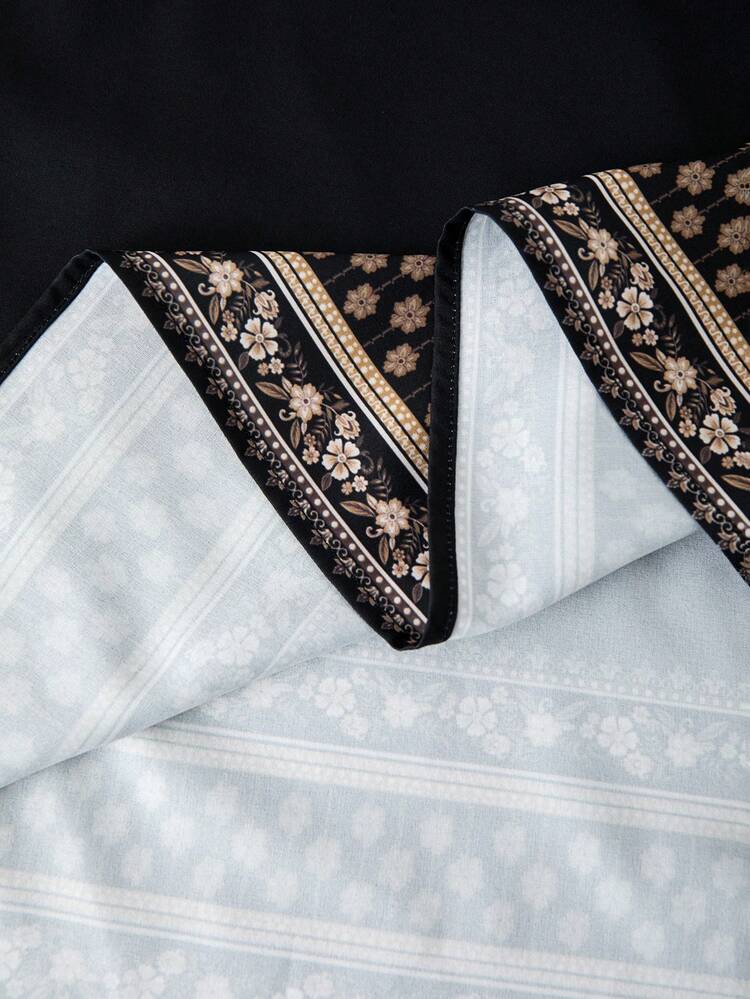 Plus Size Women Floral Print V-Neck Short Sleeve Blouse