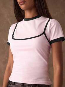 SHEIN BAE Women's Contrast Color Fitted Casual Camisole - White - View 7