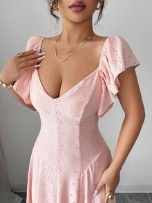 SHEIN Clasi 收腰A字连衣裙，优雅浪漫，采用优质面料制成 - 珊瑚粉 - 查看 6