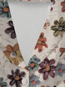Franclia Damen Sommer Blume Muster Hemdkragen Kurzarm A-Linie Kleid, elegante Damenmode für Büro, Pendeln, Casual, formelle Anlässe, vielseitige urbane Mode - Verschiedenfarbig - Übersicht 4