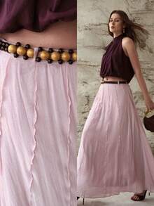 MOTF PREMIUM WOMEN'S FLOWING CHIFFON MIDI SKIRT, SPRING/SUMMER - Pink - View 8