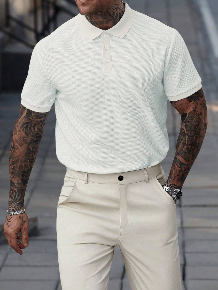 Manfinity CasualCool Áo thun Polo tay ngắn màu tương phản dành cho nam và quần Bộ đồ đi làm thường ngày Áo thun Polo dành cho nam Trang phục ngắn dành cho nam Áo thun Polo dành cho nam Trang phục mùa hè dành cho nam Trang phục mùa hè dành cho nam - Màu be - Xem 1