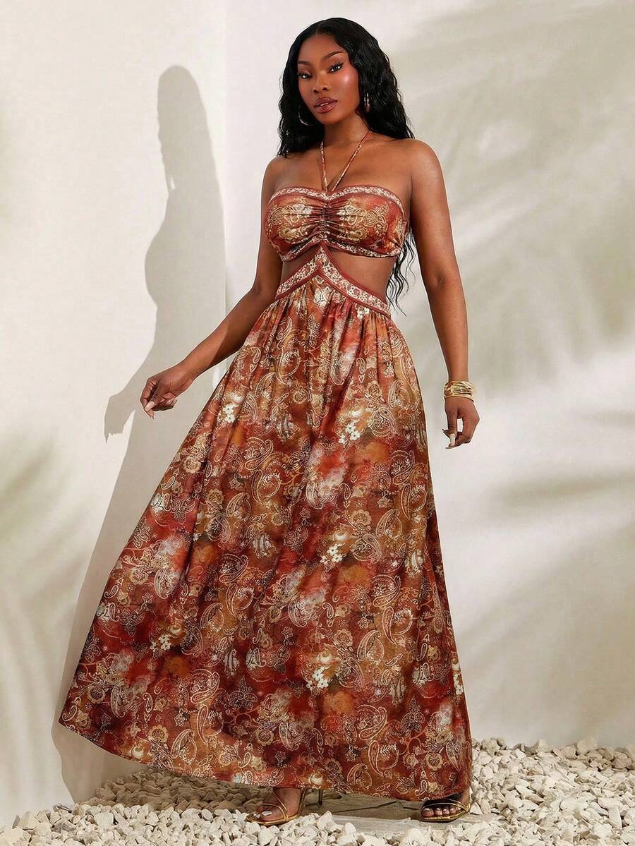 Radiana Vestido de verano elegante y sexy con estampado de flores de anacardo y paisley para mujer de talla grande, adecuado para uso diario, festivales de música, Coachella, estilo bohemio, salidas, vacaciones en la playa, vacaciones, uso occidental, conciertos, fiestas de carnaval, con capas ricas, citas, Ibiza, Nashville, descanso, modesto, elegante, club, lindo, casual, compras, ropa de calle, salidas, fácil de combinar y estilizador de figura