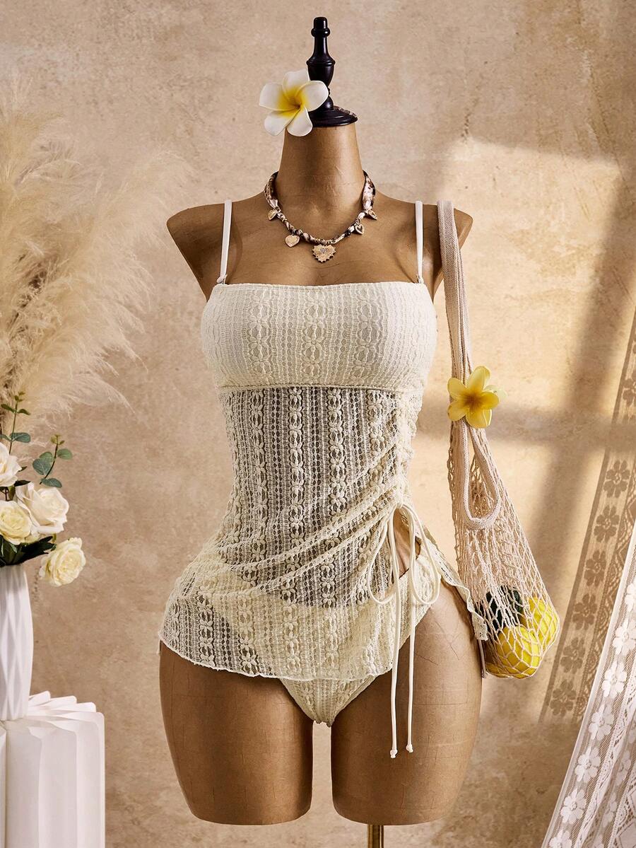Bellisia Áo hai dây bikini hai mảnh vải dệt jacquard họa tiết Boho Y2K dễ thương ngọt ngào dành cho nữ, thích hợp cho kỳ nghỉ biển, năm 2026. - Nhiều màu - Xem 1