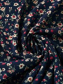 Rusticease Plus Size Women's Ditsy Floral Cap Sleeve Vacation Dress - Navy Blue - View 7