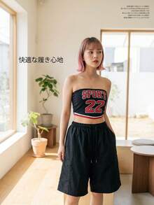 StreetHx Quần short Cargo màu trơn thường ngày mùa xuân dành cho nữ có dây rút ở eo - màu đen - Xem 7