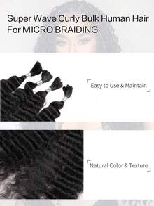 Bulk Human Hair For Braiding No Weft 100g (1Pack-4Bundles) 100% Natural Color Virgin Human Hair Wavy Micro Braiding Human Hair For Boho Braids Crochet Human Hair, Knotless Braids Hair Extensions - SNatural - View 6