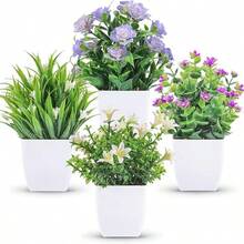 1/4 Pcs Mini Artificial Green Potted Plants, Fake Floral Decorations, Spring Table Decor For Home Office, Ideal Ornament Gift For Women Girls On Mother's Day Valentine's Day - Green - View 2