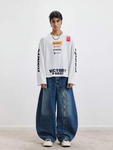 TOKVUE 男士宽松落肩白色T恤，可个性化定制，适合日常休闲运动通勤或返校穿着，是送给男友/老公的理想礼物，情侣装。 - 彩色 - 查看 4