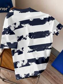 Manfinity Joysei 男士圆领短袖条纹休闲T恤，适合日常穿着，夏季百搭 - 彩色 - 查看 2