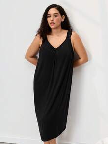 LUVLETTE 萬聖節夏季大尺碼超柔軟 TENCEL™ 莫代爾黑色睡裙式娃娃裙 新娘內衣與睡衣家居裙 Moo Moo 女款 - 黑色 - 查看 5