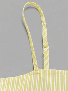 SHEIN Tween Girl Striped Camisole And Pants Set, Yellow - Yellow - View 9