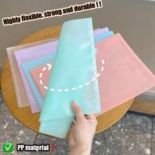10 Pcs A4 Thickened Plastic File Folders, Macaron Color Transparent PP Document Bags With Snap Button, Waterproof Student File Storage Pouch For Office School Data Organizer - Multicolor - View 4