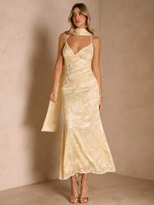 Enchnt Đầm hai dây dáng suông thanh lịch dành cho nữ - Màu vàng - Xem 4