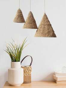 1/3 PiecesBohemian Hand-Woven Hemp Rope Lampshade – Decorative Pendant For Home & Restaurant Decor - Brown - View 2
