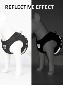 1set Black New Design Pet Chest Back Strap With Reflective And Breathable Dog Leash, Suitable For Small And Medium-Sized Dogs, Perfect For Outdoors And Travels - Black - View 5