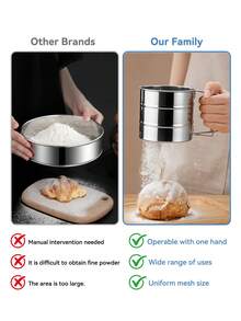 1PC Stainless Steel Handheld Flour Sieve, Baking Sugar Powder Filtering Tool - Silver - View 5