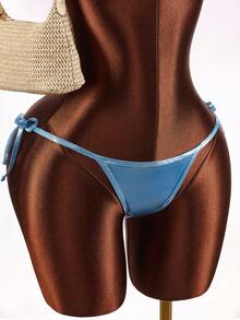 Amplova Bộ bikini nữ kiểu dây buộc cổ, hở lưng, có mặt dây chuyền hình giọt nước và quần bikini buộc dây hai bên. - màu xanh lá - Xem 7