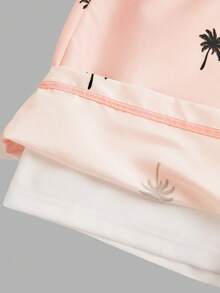 SHEIN 青少年男童绿色渐变棕榈树印花双层泳裤，休闲学院风舒适时尚简约百搭柔软面料，适合日常穿着、海滩、泳池、音乐节、冲浪、春夏穿着。 - 粉色 - 查看 8