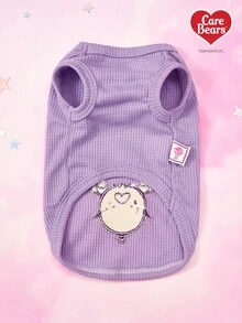Care Bears X PETSIN 1件猫狗通用服装，可爱小熊紫色华夫格背心，带立体耳朵，春夏轻薄透气宠物服装，带抽绳扣 - 紫色 - 查看 7
