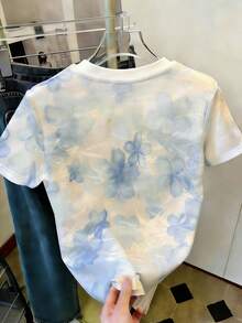 Resyla Women's Blue Floral Print T-Shirt, Summer - Multicolor - View 2