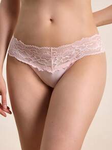 SHEIN 5条装对比色蕾丝丁字裤，性感内衣 - 彩色 - 查看 13