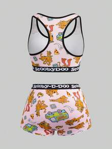 SCOOBY-DOO X SHEIN 大码女装品牌联名款文胸和内裤套装 - 粉色 - 查看 2