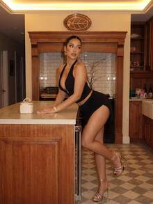 Glitzique Sandálias de Plataforma Femininas da Moda com Salto Alto de Metal, À prova d'água, com Fivela Metálica de Strass e Correia Traseira - Dourado - Visão 2