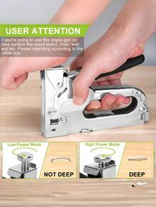 1pc 3-In-1 Heavy Duty Stapler Set For Fixing Materials, Decoration, Woodworking, Furniture, Doors & Windows – Durable & Multi-Purpose Tool - Silver - View 3