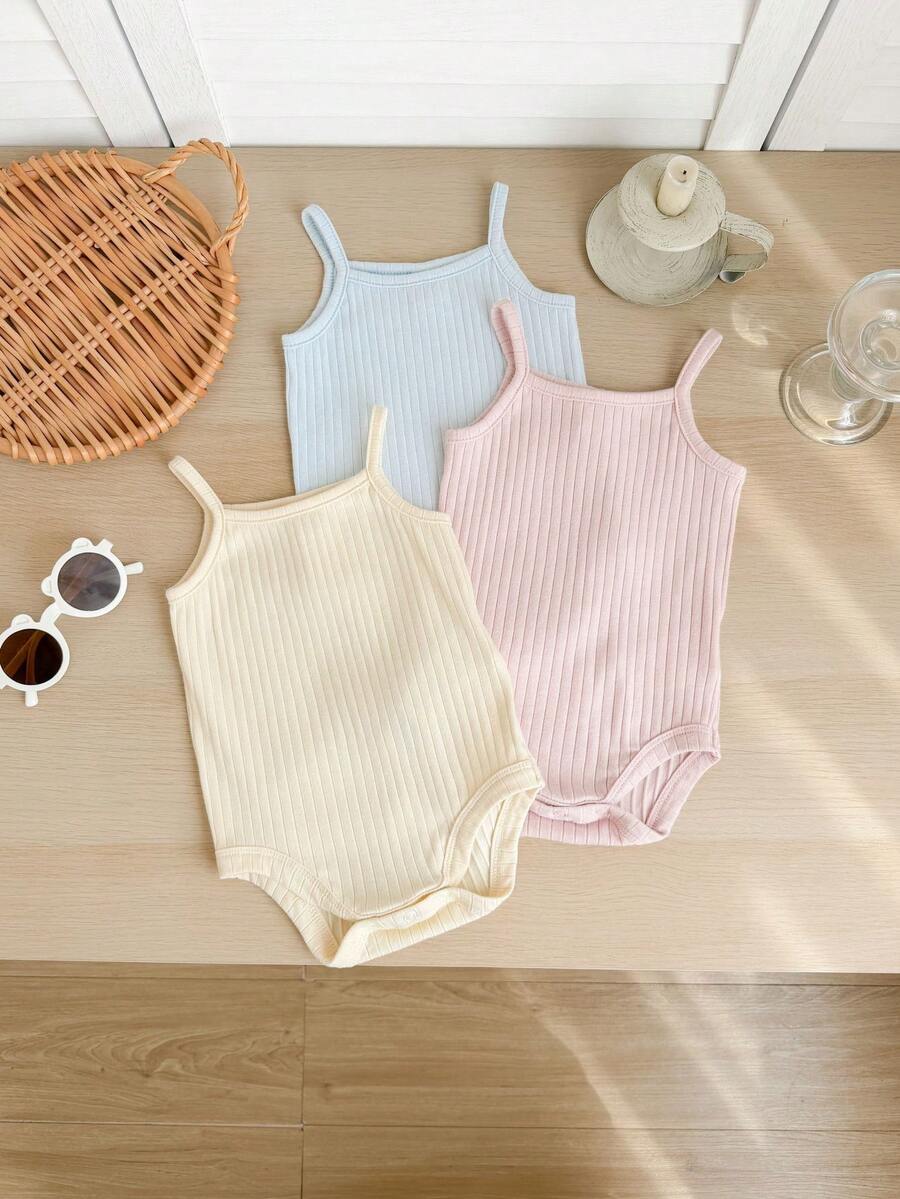 SHEIN LMoss Kids 3 piezas Bodys para bebé niña - Multicolor - Ver 1