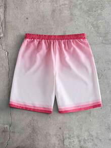 AXEPEAK Conjunto de camisa polo con botones y pantalones cortos en degradado para hombre, casual de verano - Rosa - Ver 8