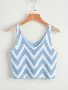 SHEIN EZwear 女士波浪条纹时尚百搭V领针织上衣，适合旅行和日常穿着 - 彩色 - 查看 5