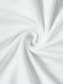 Manfinity Homme 男士极简白色圆领T恤，手绘线条艺术字母印花圆领T恤，极简奢华休闲度假户外男士T恤 - 白色 - 查看 4