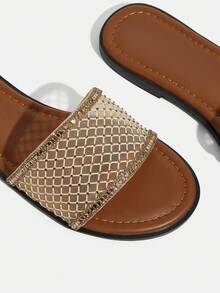 CUCCOO TILAWA Ladies, Buckles, Trim, Flat Sandals Summer Shoes - Brown - View 5