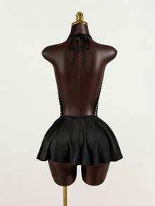 SaltGleam SaltGleam Women's Rivet Decor Halter Tie Back Sexy Backless Party Golf Dress Pastal Summer - Multicolor - View 4