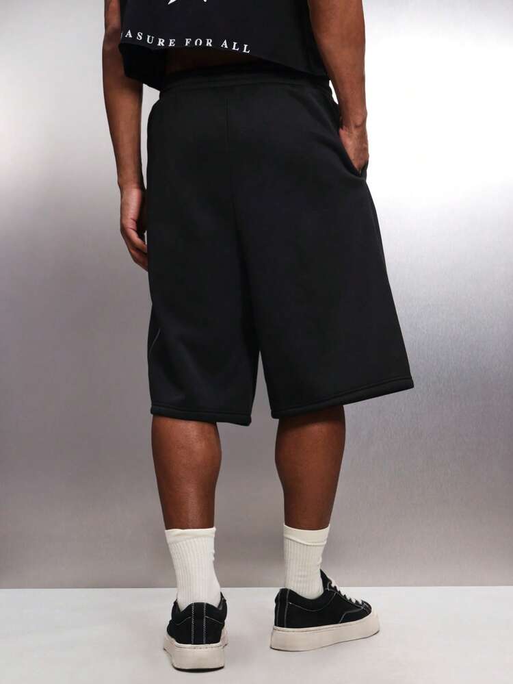 PLAYBOY X SUMWON Bunny Logo Black Knee Length Basketball Style Casual Summer Shorts With Side Pockets
