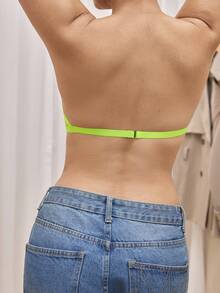Bralution Áo ngực không gọng màu xanh neon có đệm mút, kiểu dáng hở lưng, nâng đỡ tốt, quyến rũ và thanh lịch theo phong cách Y2K dành cho nữ. - Màu xanh Bạc hà - Xem 2