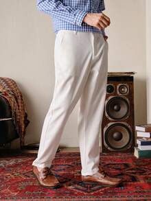 VeloEdit 男士休闲西装裤，简约时尚日常穿着，秋季复古风 - 白色 - 查看 7