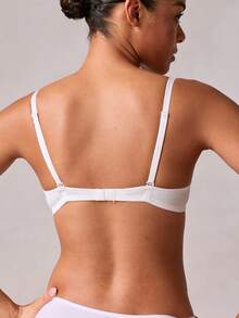 Veilyse Solid Adjustable Strap Underwire Bra, Lingerie - White - View 2
