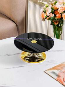 1PC Acrylic European Style Display Tray, Elegant Home Gathering Serving Platter, Party Wedding Birthday Decorative Board, Covered Storage Shelf For Living Room Kitchen Decor - Tall Plate With Gold Base and Black Plate - View 14