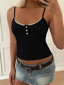 CovetEZ 黑色休闲度假甜美女士背心 - 黑色 - 查看 6