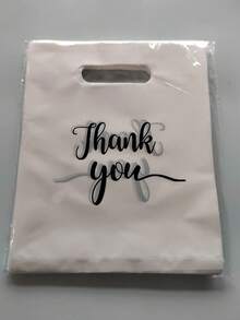 50 piezas Bolsas de regalo con texto "Gracias" para bodas, fiestas de cumpleaños, joyas y cosméticos, bolsas reutilizables - Blanco - Ver 7