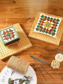 1 Tấm gỗ định hình móc len 4/8 chốt, thảm đan len hình vuông, bảng lưới cho các dự án móc len, quà tặng cho người móc len, dụng cụ móc len - Nhiều màu - Xem 6