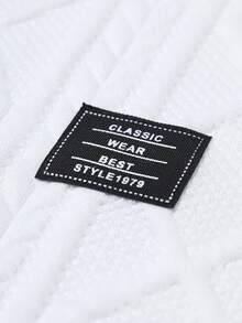 Manfinity Homme Set Kaos Lengan Pendek dan Celana Pendek Pria, Desain Kain Jacquard Rajut Cocok untuk Pemakaian Sehari-hari - Putih - View 4