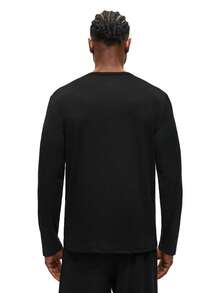1pc Black Crew Neck Long Sleeve Sweatshirt,Autumn Casual Minimalist Style Rest Era Red Text Print Soft Skin-Friendly Pullover For Men - Black - View 2
