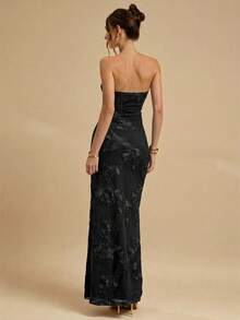 SHEIN BAE Đầm vàng không tay, chất liệu có họa tiết, kiểu dáng tối giản, thanh lịch, thích hợp cho bữa ăn trưa, dự đám cưới, tiệc cocktail, hoặc đi nghỉ mát ở bãi biển. - màu đen - Xem 8