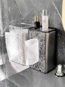 1PC Glacier Pattern Tissue Box Holder Acrylic Wall Mounted Napkin Dispenser For Kitchen Living Room Bedroom Dorm Bathroom Storage Home Decor Fall Decor Back To School Essentials - Transparent Black - View 3